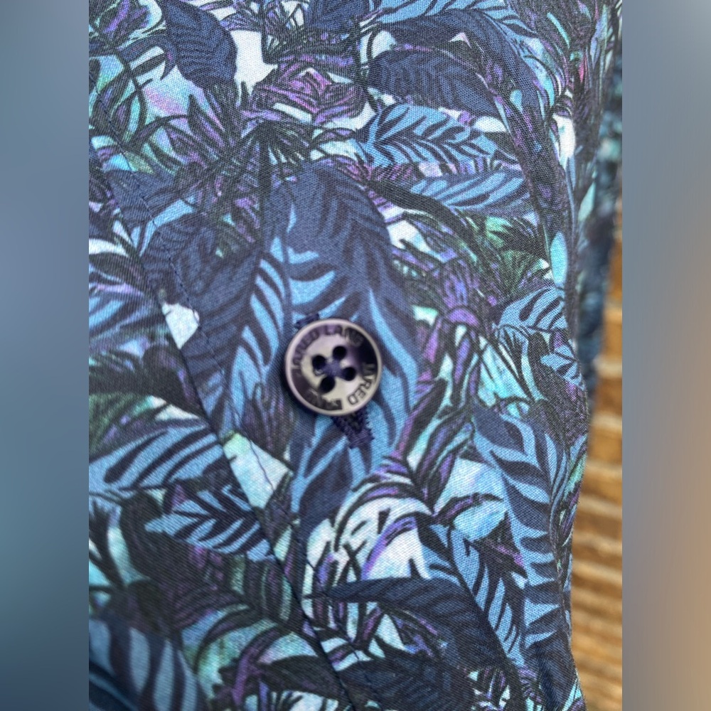 Jared Lang, Size Medium, Palm Leaves, Button Down - image 4